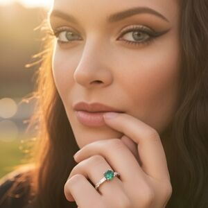 J Francis ✦ Green & White Sapphire Spark Ring ✦ 3.00ctw Platinum Over Silver 8